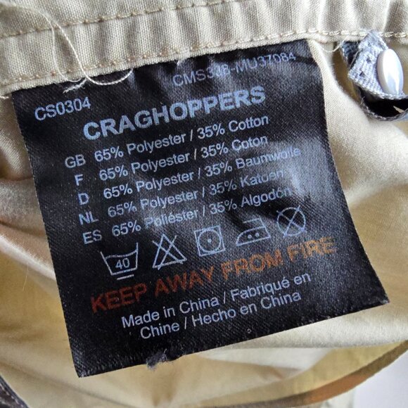 Craghoppers Button Up Shirt Mens Medium Tan Long Sleeve Outdoor Hiking Travel - Picture 12 of 13